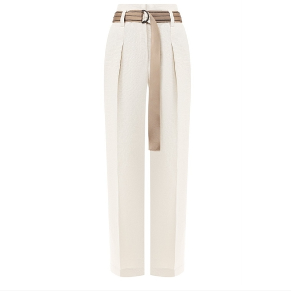 NWT$1,875 Brunello Cucinelli Linen Twill Relaxed Pants in Rice Color Sz 40 (4) - Picture 2 of 14